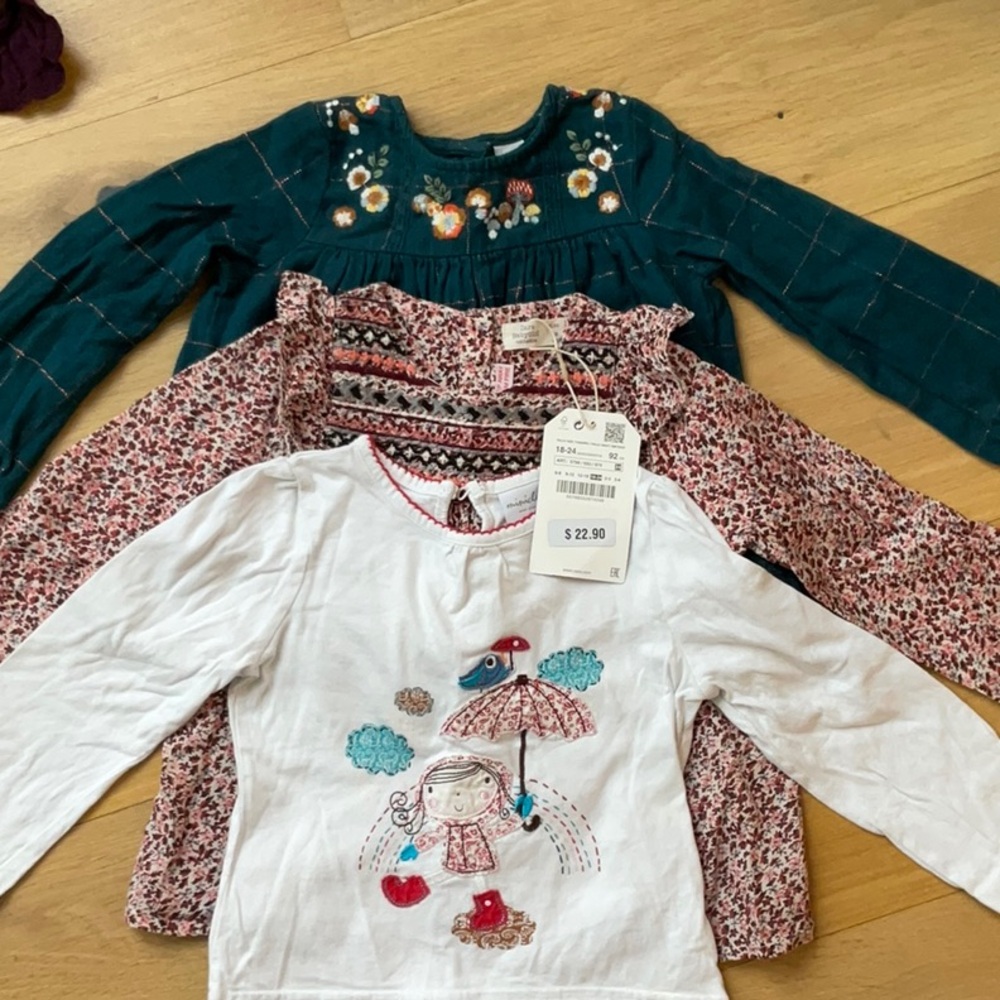 Set of 3 tops.  Zara, Tu and Miniclub.  12-18M